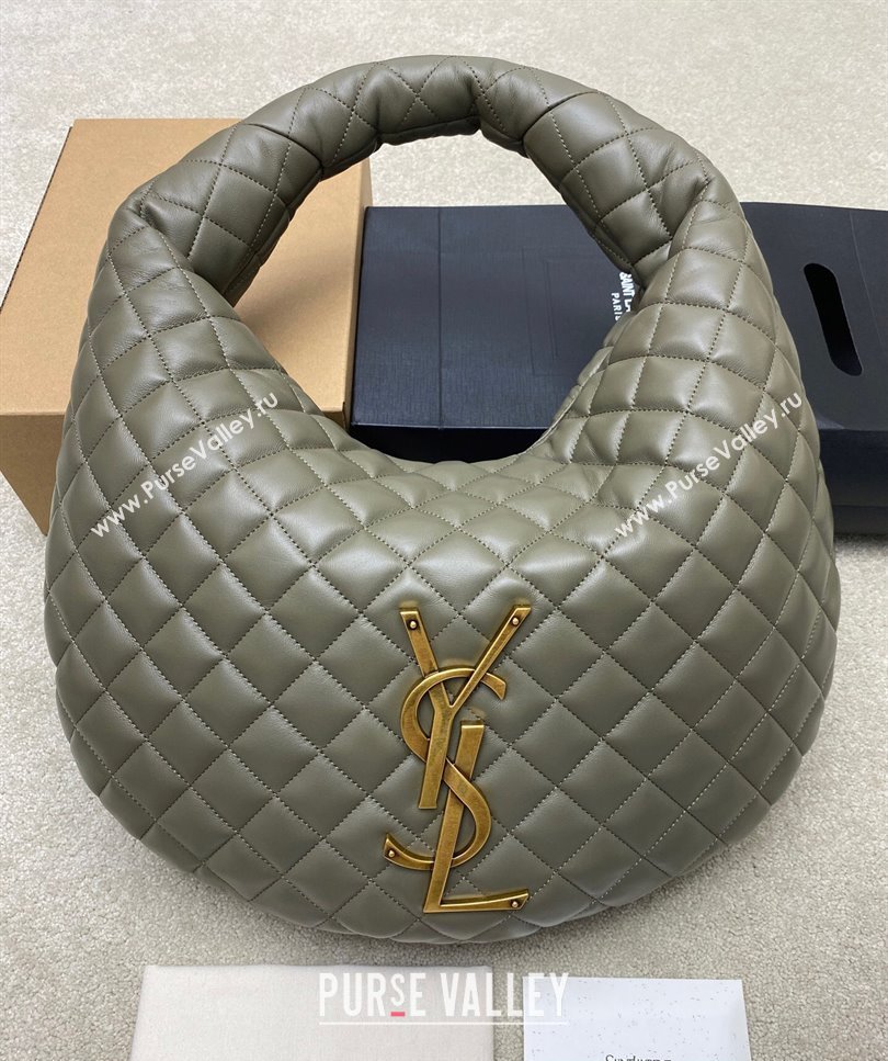 Saint Laurent Icarino Hobo Bag in Quilted Nappa Leather Dusty Green 2025 858160 (YY-250924068)