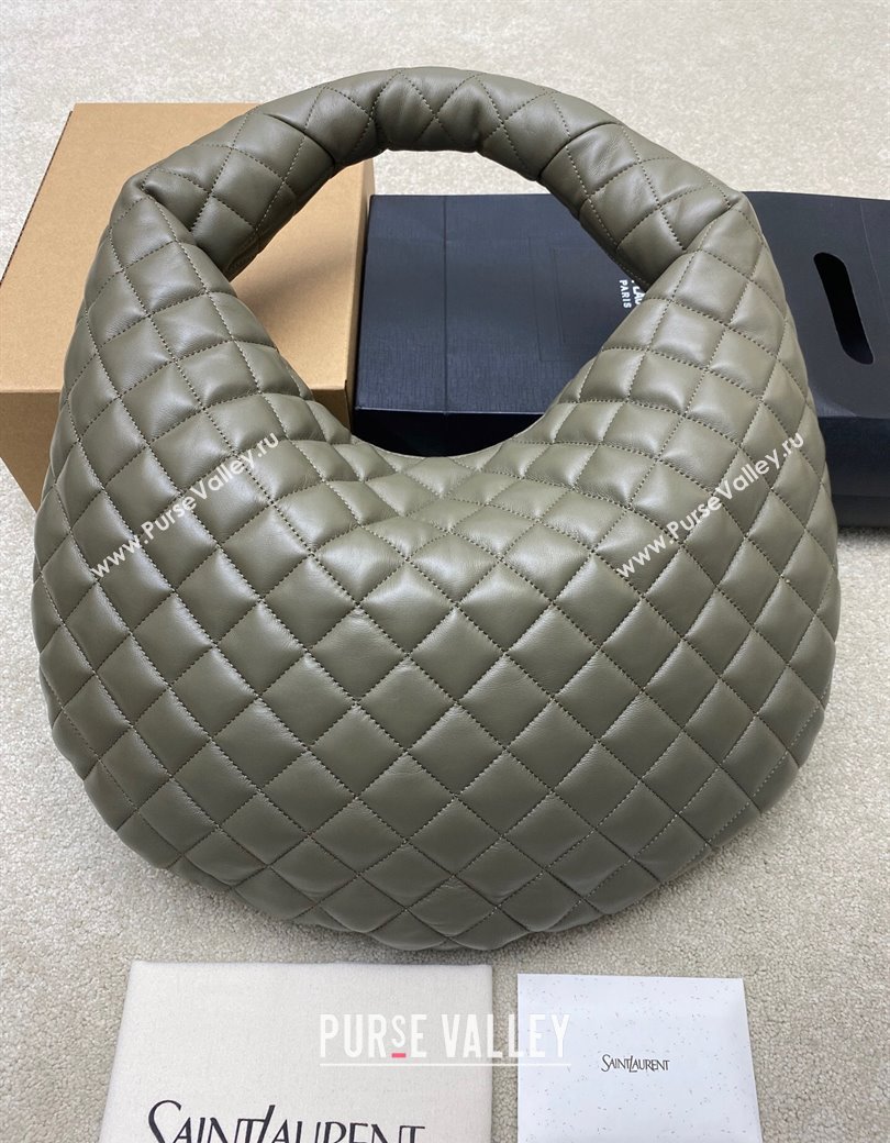 Saint Laurent Icarino Hobo Bag in Quilted Nappa Leather Dusty Green 2025 858160 (YY-250924068)