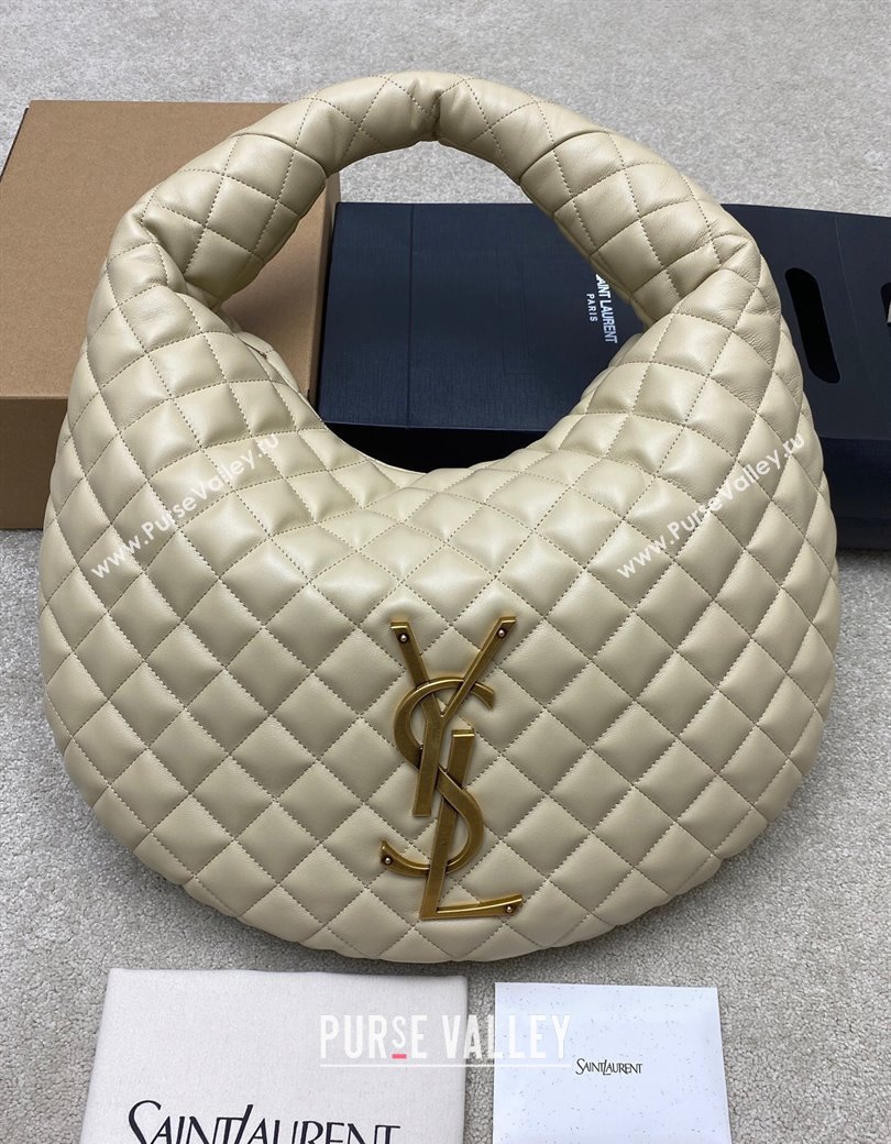 Saint Laurent Icarino Hobo Bag in Quilted Nappa Leather Light Apricot 2025 858160 (YY-250924069)