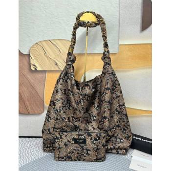 Saint Laurent Amalia Bag in Paisley Silk Twilly with Chain Navy Blue/Multicolor 2025 834750 (nana-250924050)