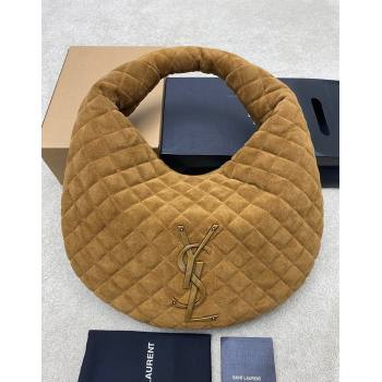 Saint Laurent Icarino Hobo Bag in Quilted Suede Caramel Cognac Brown 2025 858160 (YY-250924070)