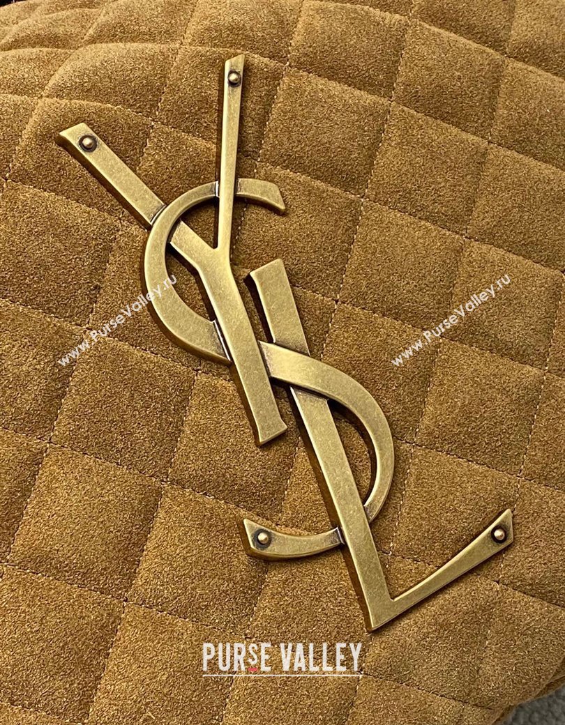 Saint Laurent Icarino Hobo Bag in Quilted Suede Caramel Cognac Brown 2025 858160 (YY-250924070)