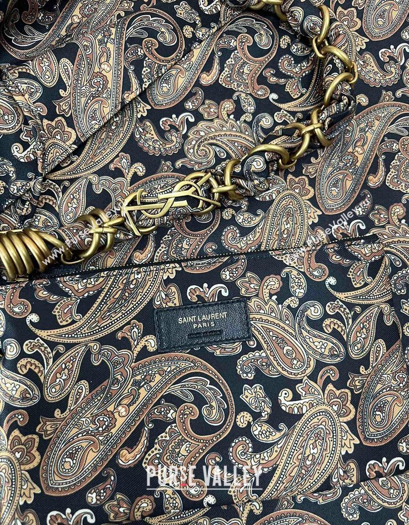 Saint Laurent Amalia Bag in Paisley Silk Twilly with Chain Navy Blue/Multicolor 2025 834750 (nana-250924050)