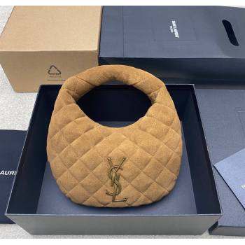 Saint Laurent Icarino Mini Bag in Quilted Suede Caramel Cognac Brown 2025 851689 (YY-250924060)