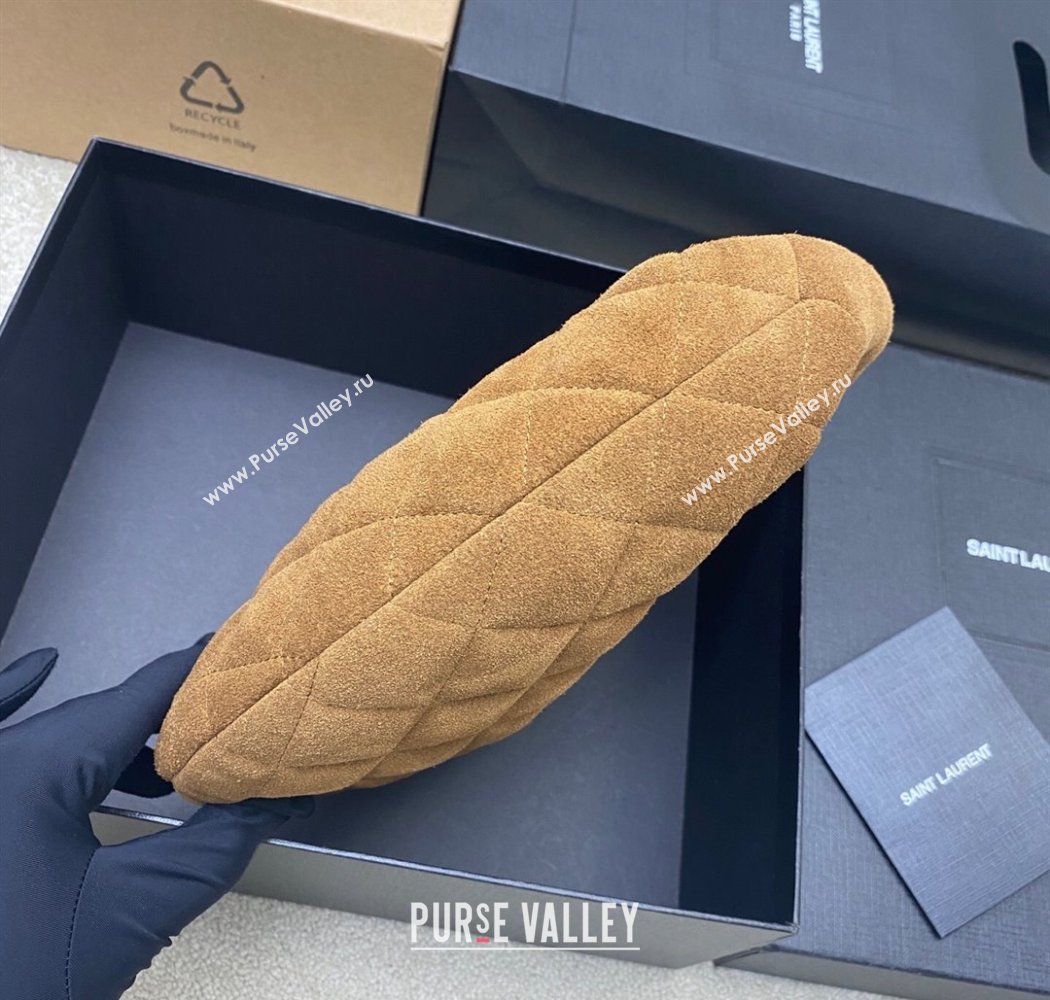 Saint Laurent Icarino Mini Bag in Quilted Suede Caramel Cognac Brown 2025 851689 (YY-250924060)