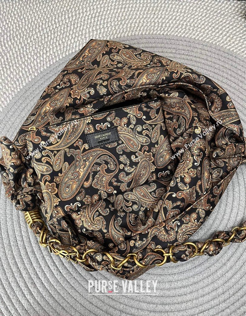 Saint Laurent Amalia Bag in Paisley Silk Twilly with Chain Navy Blue/Multicolor 2025 834750 (nana-250924050)