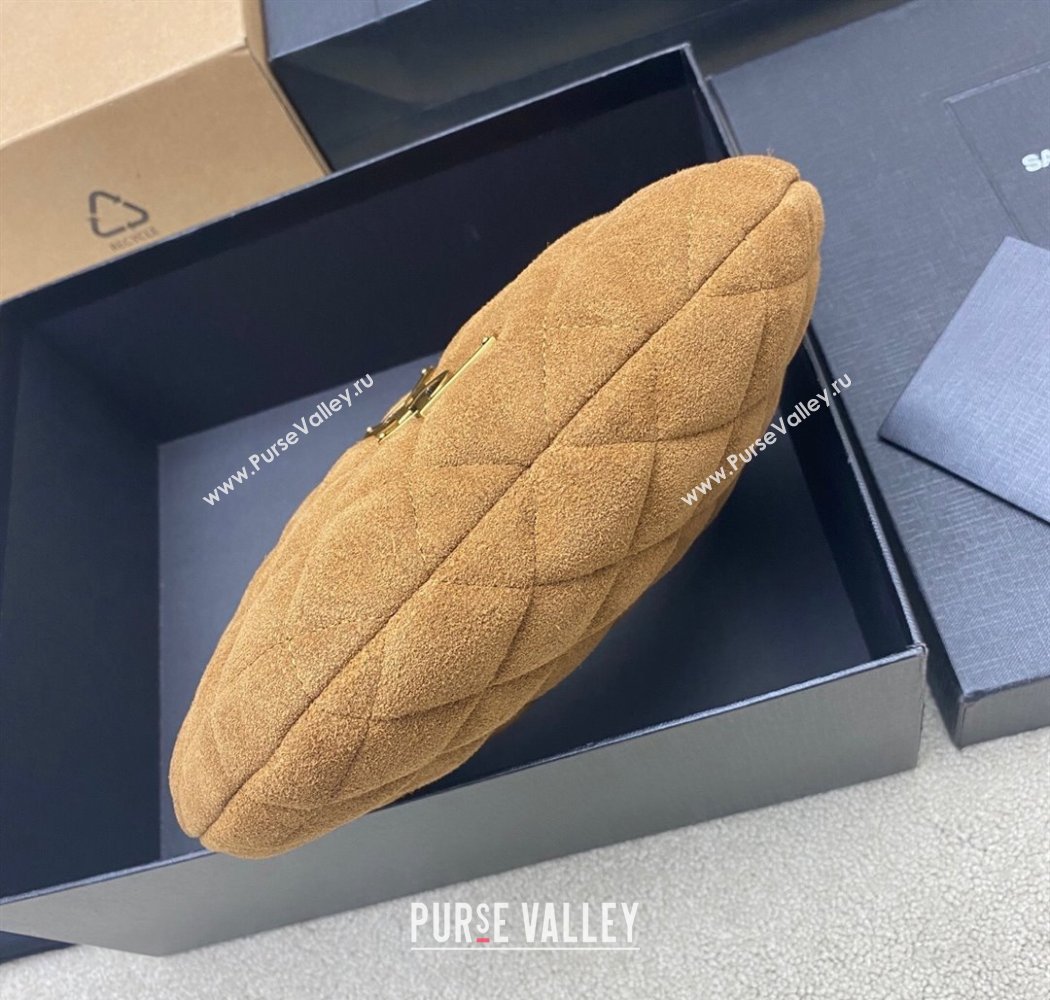 Saint Laurent Icarino Mini Bag in Quilted Suede Caramel Cognac Brown 2025 851689 (YY-250924060)