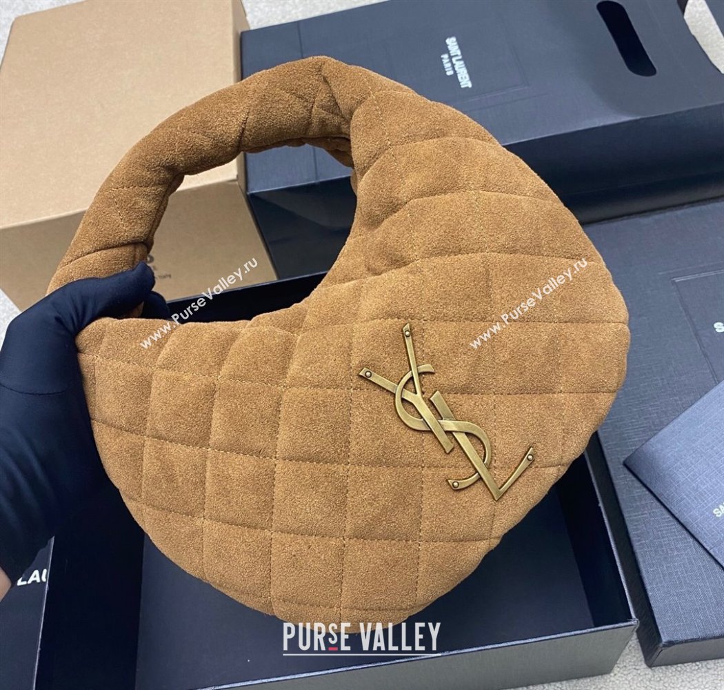 Saint Laurent Icarino Mini Bag in Quilted Suede Caramel Cognac Brown 2025 851689 (YY-250924060)