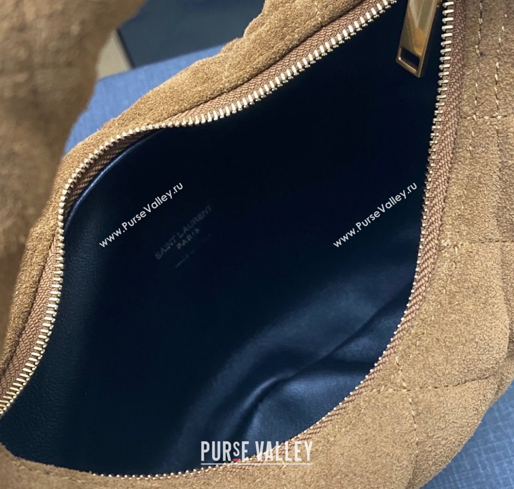 Saint Laurent Icarino Mini Bag in Quilted Suede Caramel Cognac Brown 2025 851689 (YY-250924060)