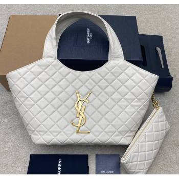 Saint Laurent Icare Medium Shopping Bag in Quilted Nappa Leather White 2025 858191 (YY-250924082)