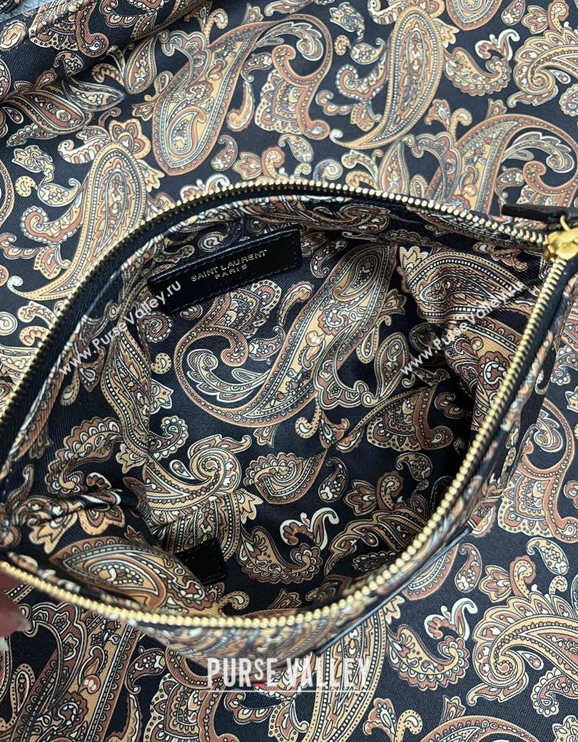 Saint Laurent Amalia Bag in Paisley Silk Twilly with Chain Navy Blue/Multicolor 2025 834750 (nana-250924050)