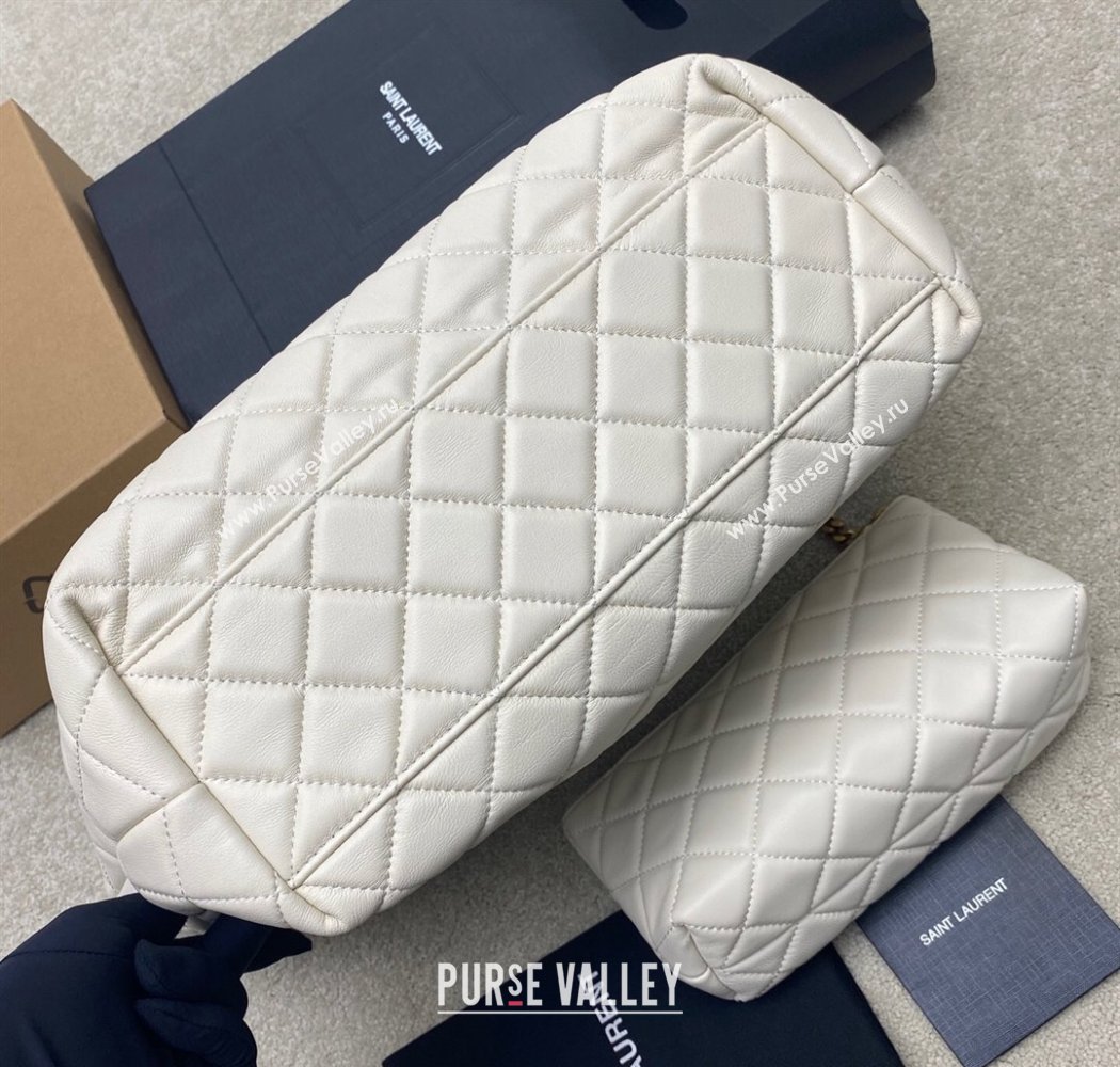 Saint Laurent Icare Medium Shopping Bag in Quilted Nappa Leather White 2025 858191 (YY-250924082)