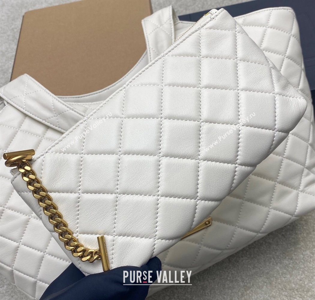 Saint Laurent Icare Medium Shopping Bag in Quilted Nappa Leather White 2025 858191 (YY-250924082)