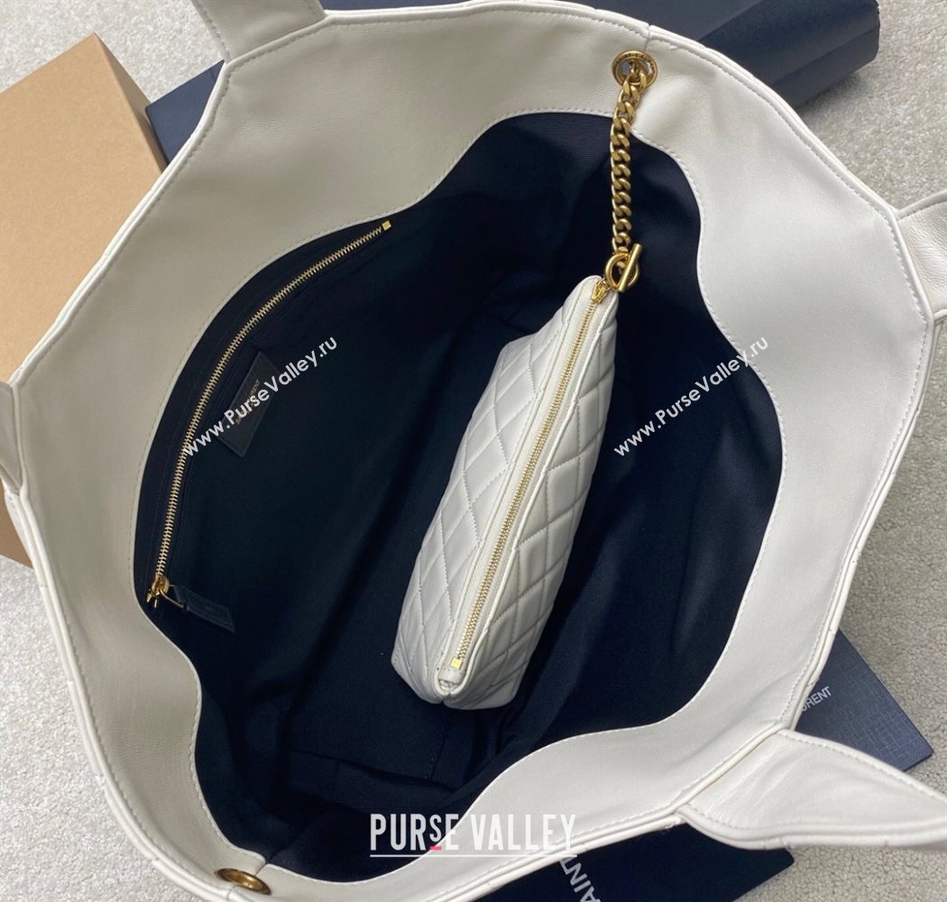 Saint Laurent Icare Medium Shopping Bag in Quilted Nappa Leather White 2025 858191 (YY-250924082)