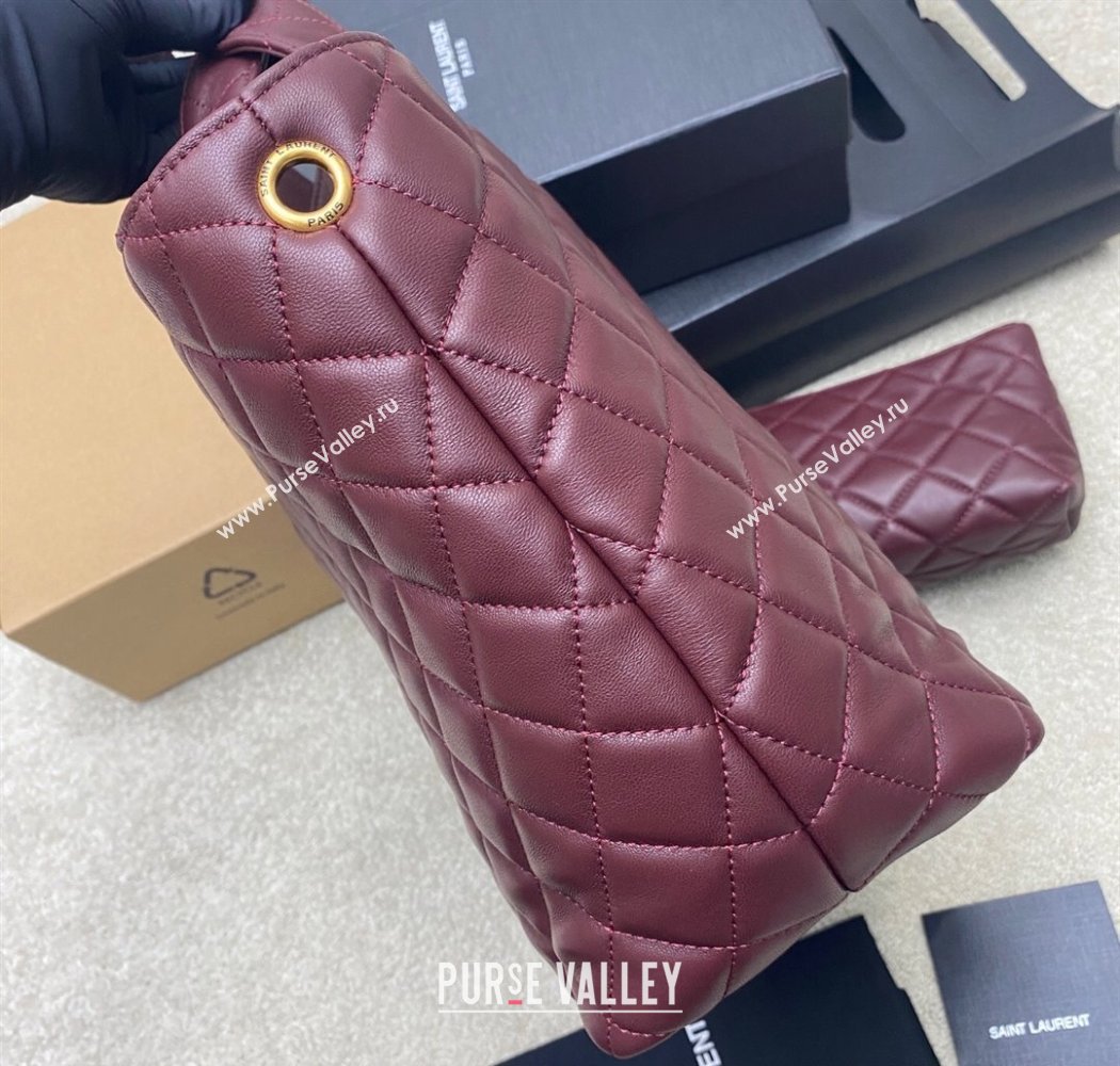 Saint Laurent Icare Medium Shopping Bag in Quilted Nappa Leather Burgundy 2025 858191 (YY-250924083)