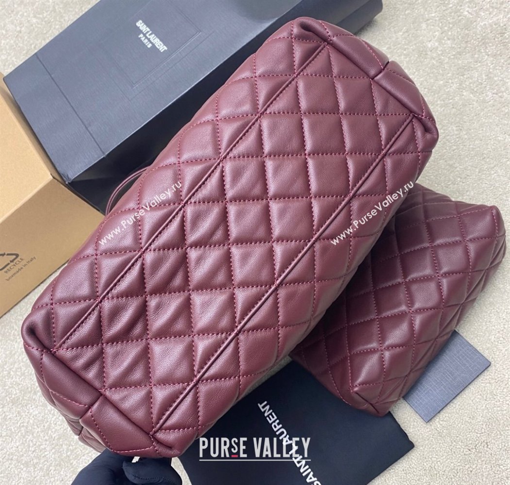 Saint Laurent Icare Medium Shopping Bag in Quilted Nappa Leather Burgundy 2025 858191 (YY-250924083)