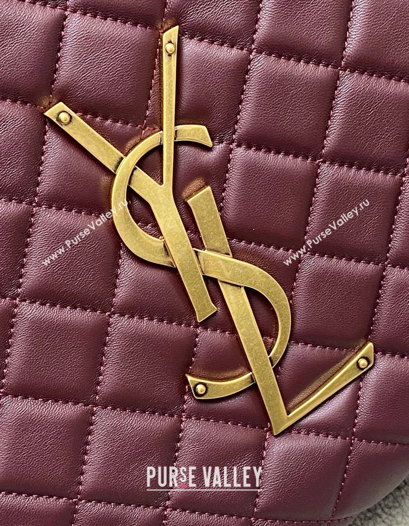 Saint Laurent Icare Medium Shopping Bag in Quilted Nappa Leather Burgundy 2025 858191 (YY-250924083)
