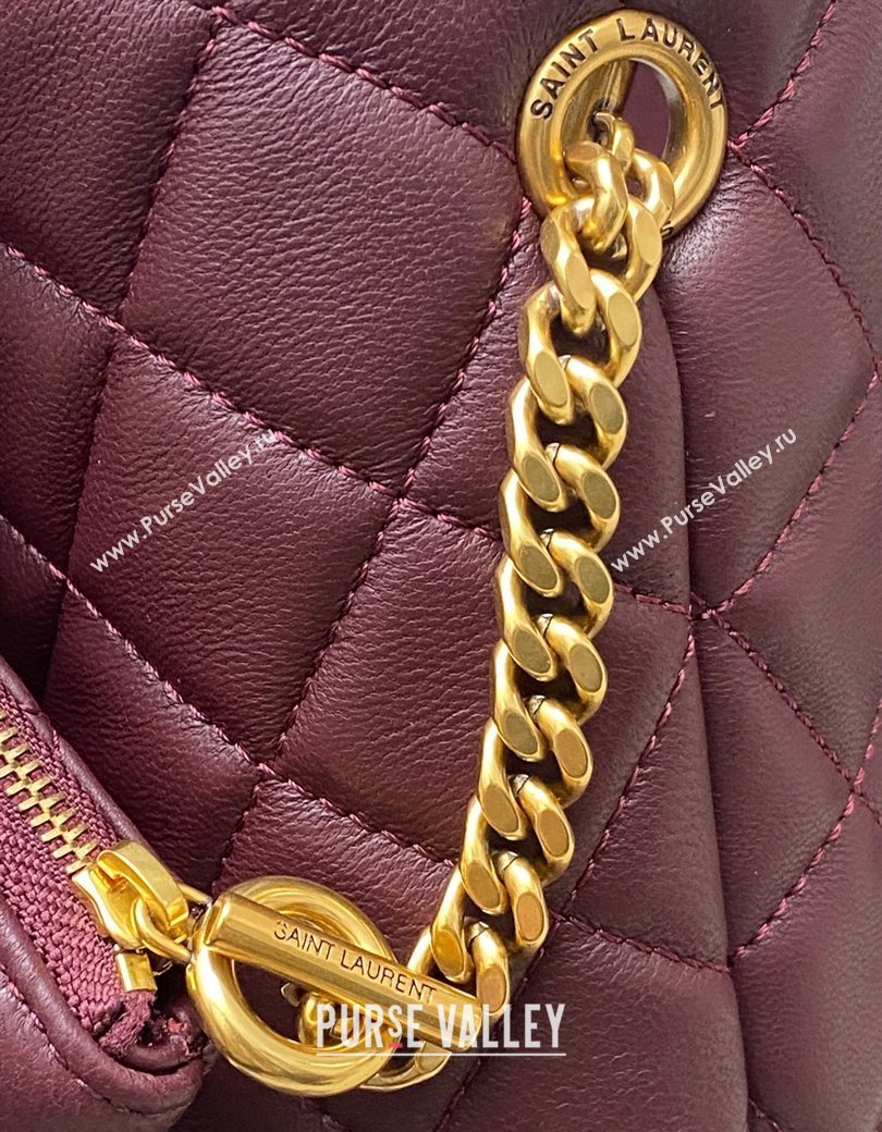 Saint Laurent Icare Medium Shopping Bag in Quilted Nappa Leather Burgundy 2025 858191 (YY-250924083)