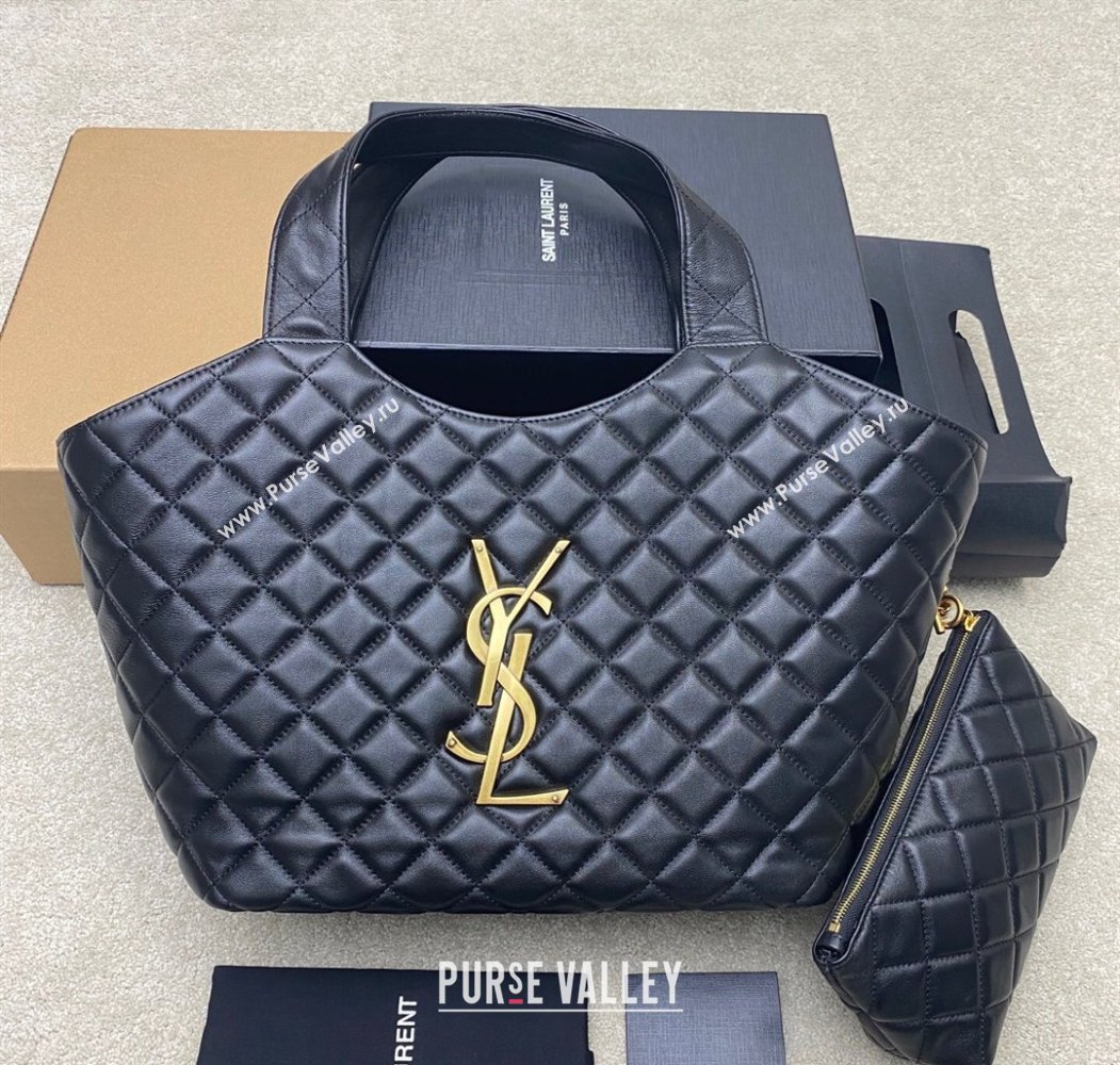 Saint Laurent Icare Medium Shopping Bag in Quilted Nappa Leather Black 2025 858191 (YY-250924084)