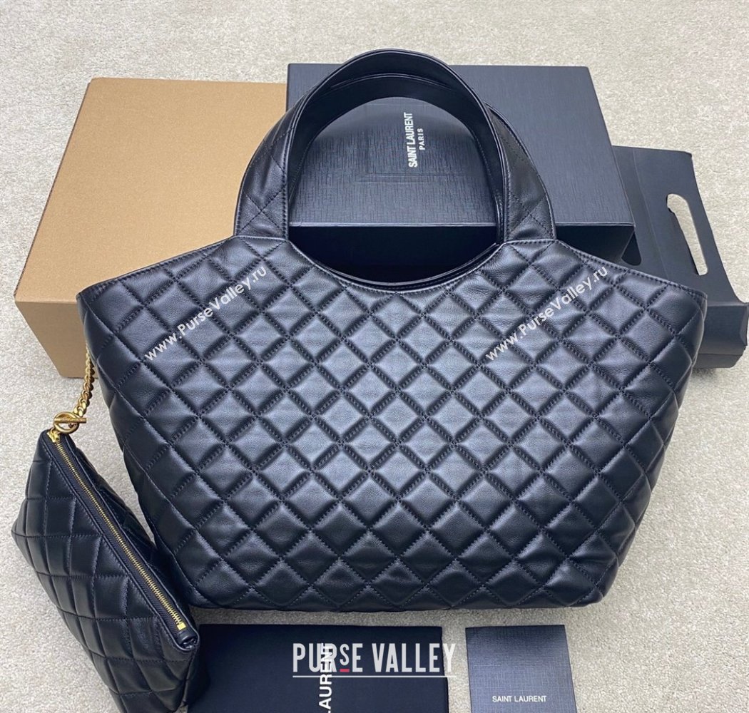 Saint Laurent Icare Medium Shopping Bag in Quilted Nappa Leather Black 2025 858191 (YY-250924084)
