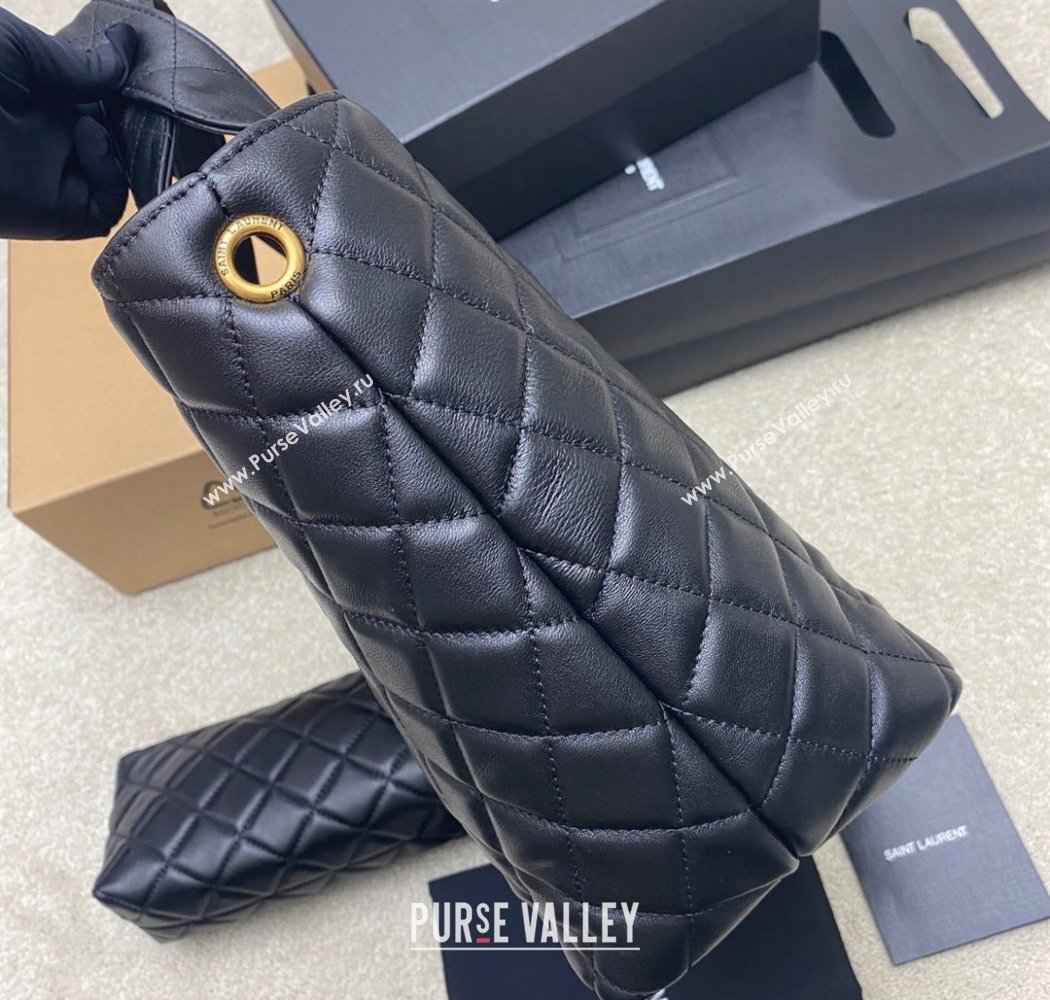Saint Laurent Icare Medium Shopping Bag in Quilted Nappa Leather Black 2025 858191 (YY-250924084)