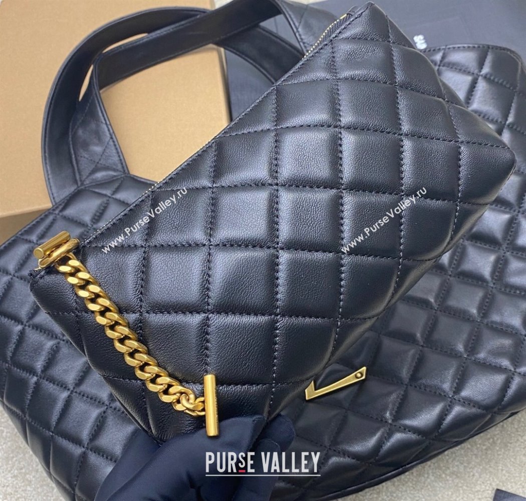 Saint Laurent Icare Medium Shopping Bag in Quilted Nappa Leather Black 2025 858191 (YY-250924084)