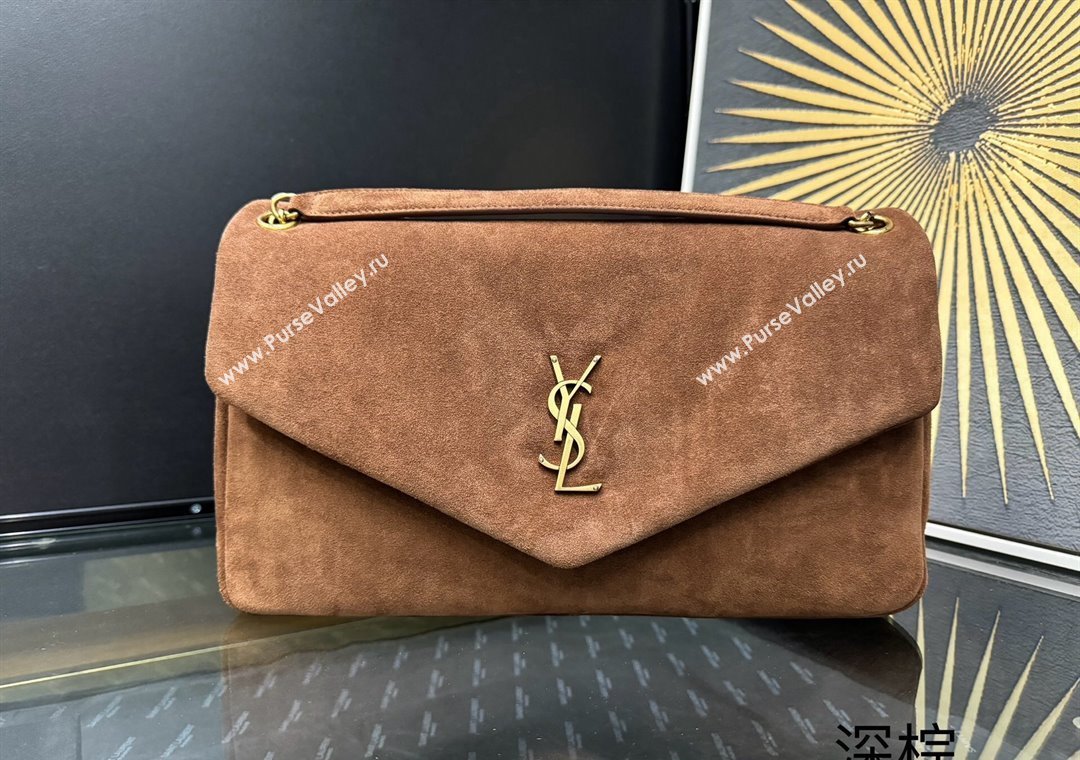 Saint Laurent Calypso Large Bag in Suede Caramel Brown 2025 777399 (YY-250924085)