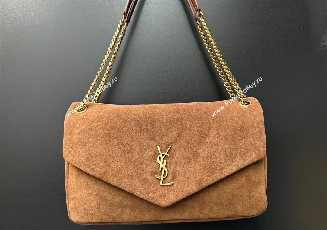 Saint Laurent Calypso Large Bag in Suede Caramel Brown 2025 777399 (YY-250924085)