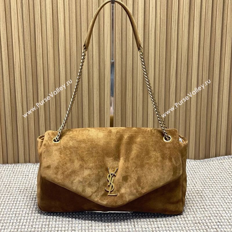 Saint Laurent Calypso Large Bag in Suede Brown2 2025 777399 (YY-250924086)