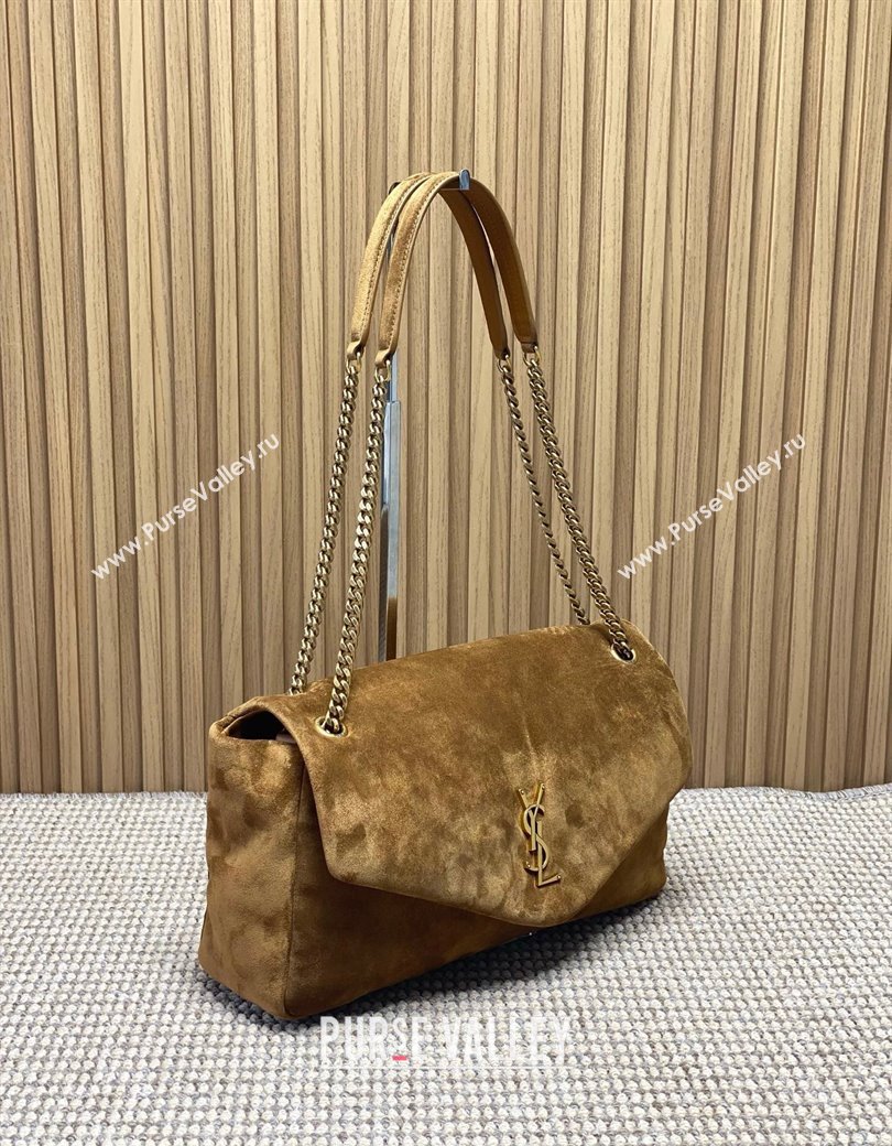 Saint Laurent Calypso Large Bag in Suede Brown2 2025 777399 (YY-250924086)