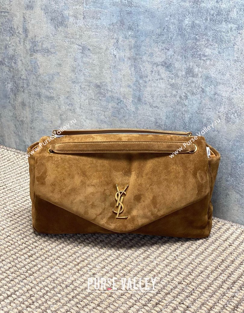 Saint Laurent Calypso Large Bag in Suede Brown2 2025 777399 (YY-250924086)