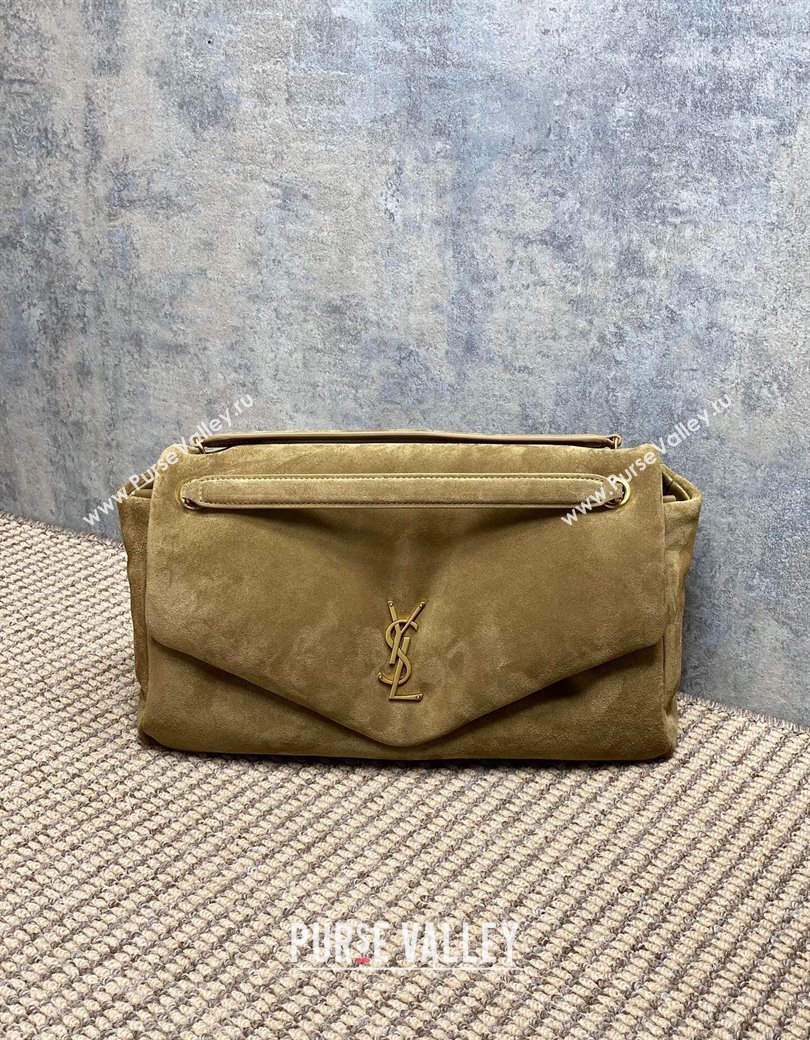 Saint Laurent Calypso Large Bag in Suede Khaki 2025 777399 (YY-250924087)