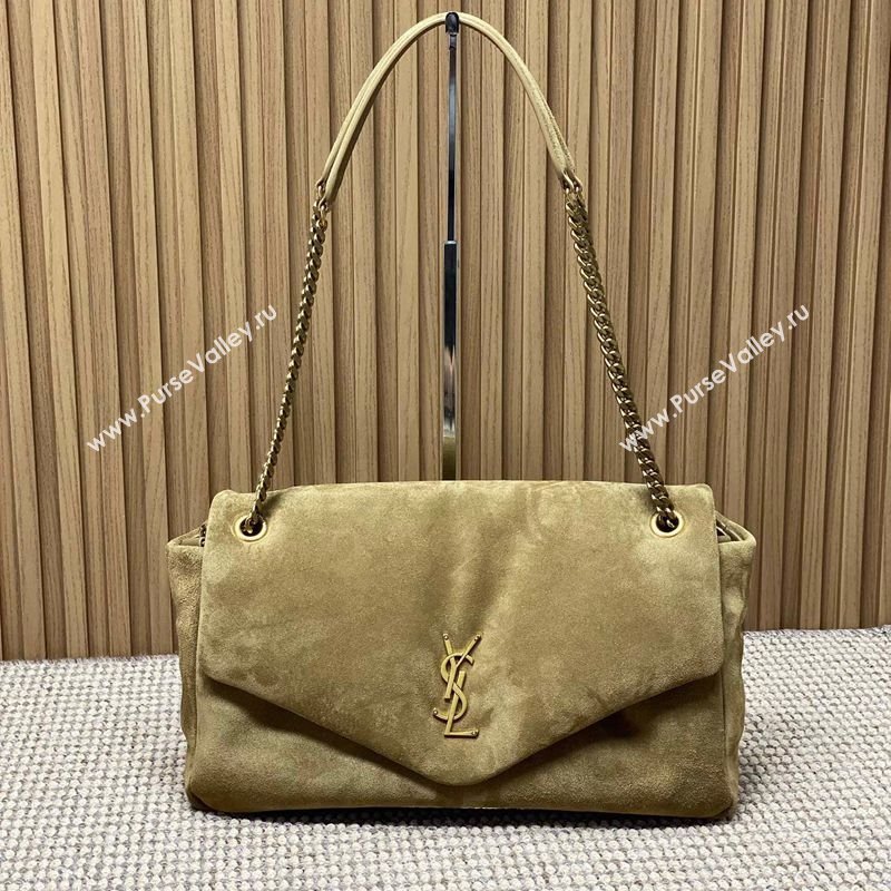 Saint Laurent Calypso Large Bag in Suede Khaki 2025 777399 (YY-250924087)
