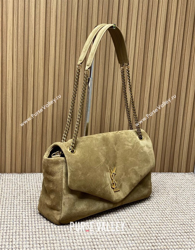 Saint Laurent Calypso Large Bag in Suede Khaki 2025 777399 (YY-250924087)