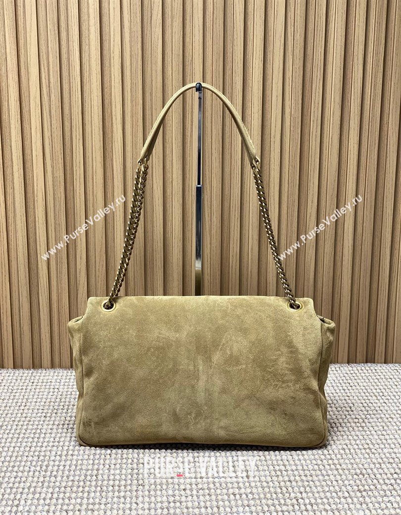 Saint Laurent Calypso Large Bag in Suede Khaki 2025 777399 (YY-250924087)