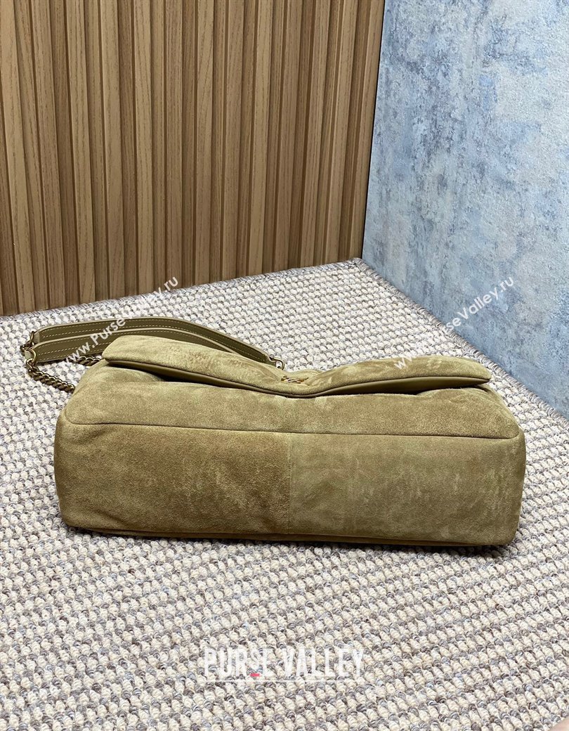Saint Laurent Calypso Large Bag in Suede Khaki 2025 777399 (YY-250924087)