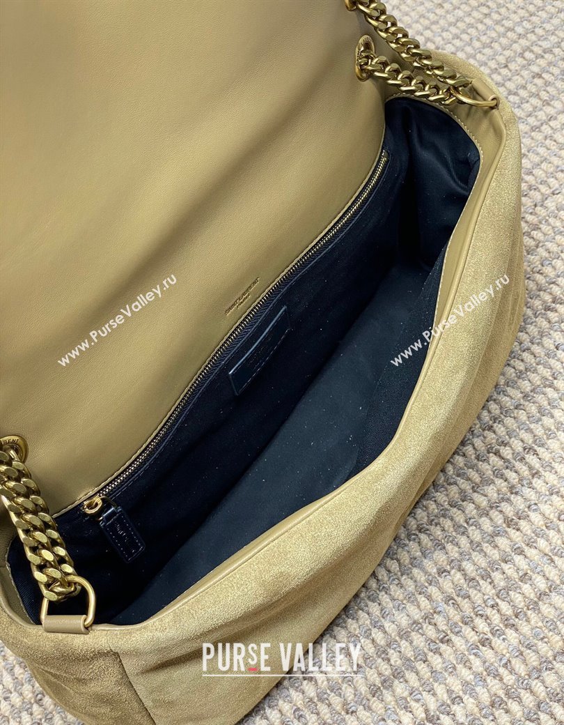 Saint Laurent Calypso Large Bag in Suede Khaki 2025 777399 (YY-250924087)