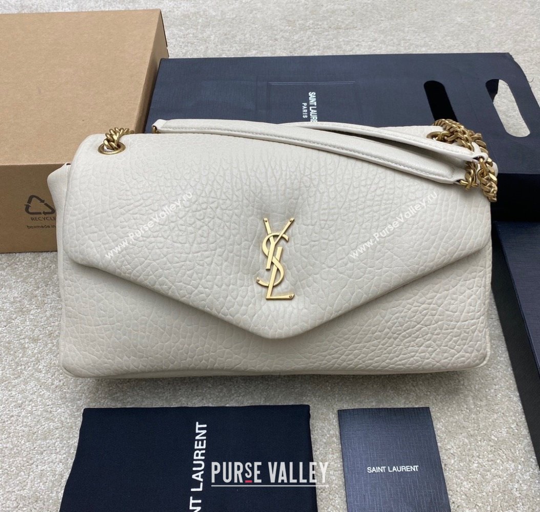Saint Laurent Calypso Large Bag in Grained Lambskin 777399 White 2025 (YY-250924089)