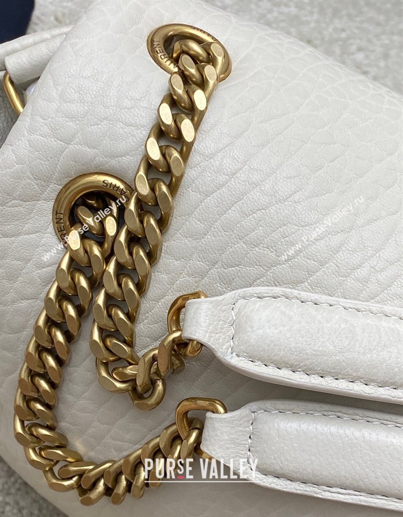 Saint Laurent Calypso Large Bag in Grained Lambskin 777399 White 2025 (YY-250924089)
