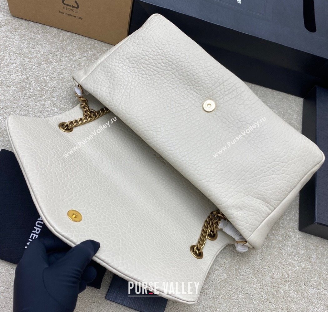 Saint Laurent Calypso Large Bag in Grained Lambskin 777399 White 2025 (YY-250924089)