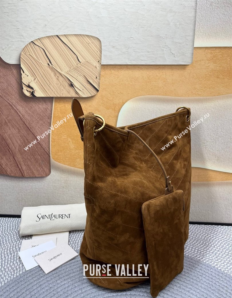 Saint Laurent Niki Supple Bucket Bag in Suede Brown2 2025 8443461 (nana-250924053)