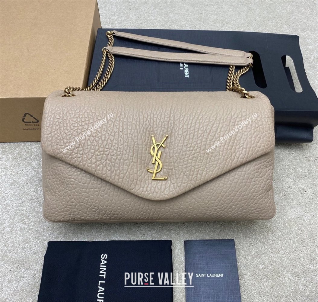 Saint Laurent Calypso Large Bag in Grained Lambskin 777399 Beige Grey 2025 (YY-250924092)