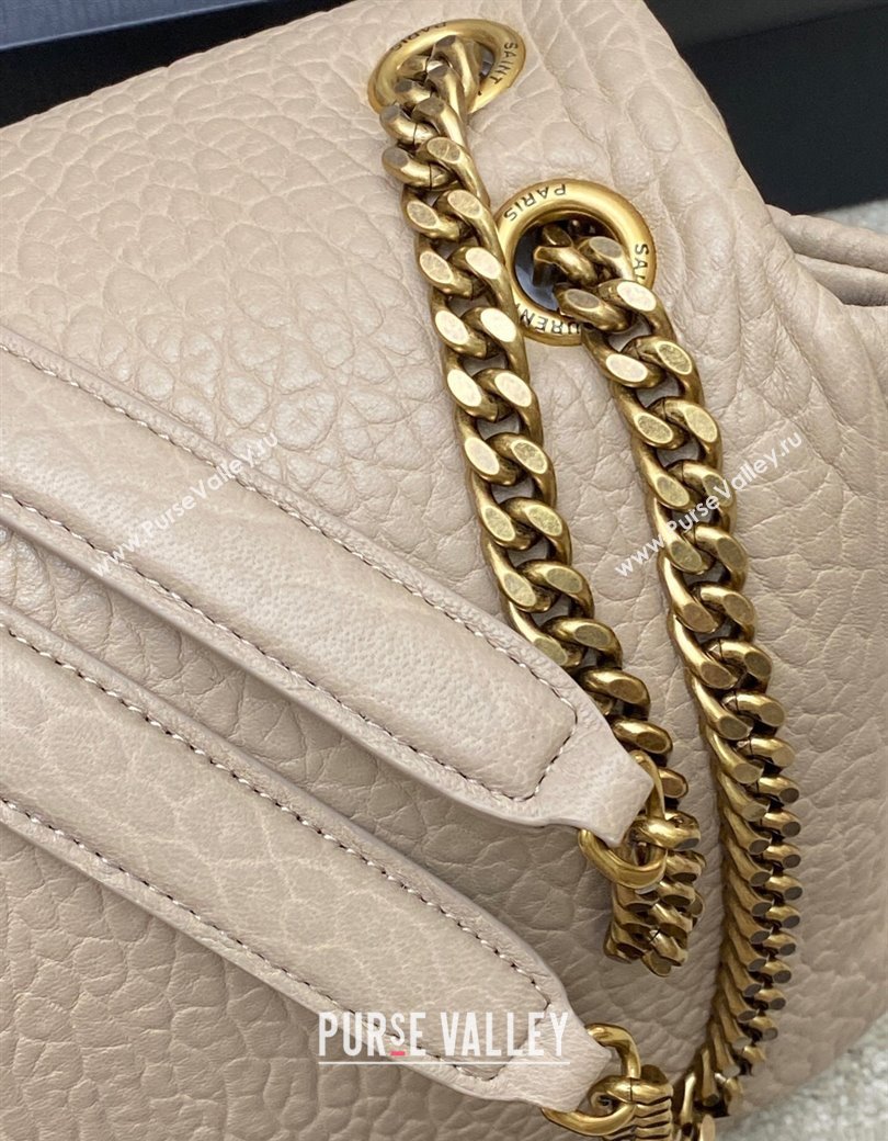 Saint Laurent Calypso Large Bag in Grained Lambskin 777399 Beige Grey 2025 (YY-250924092)