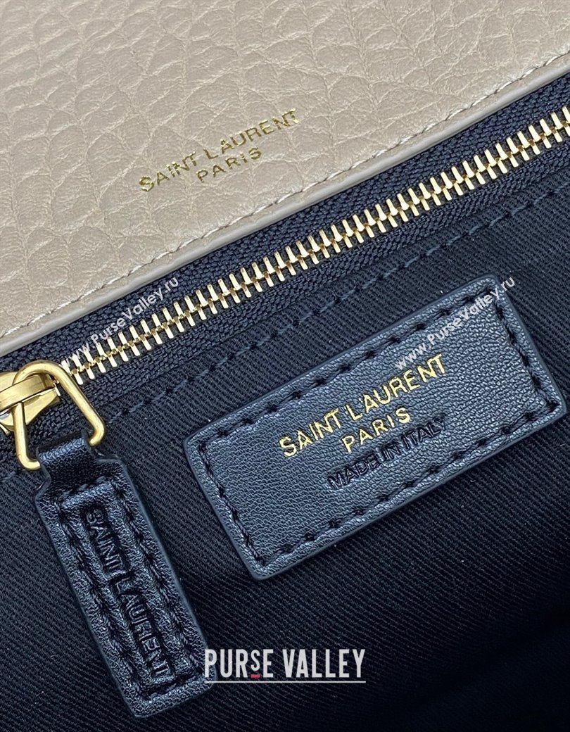 Saint Laurent Calypso Large Bag in Grained Lambskin 777399 Beige Grey 2025 (YY-250924092)