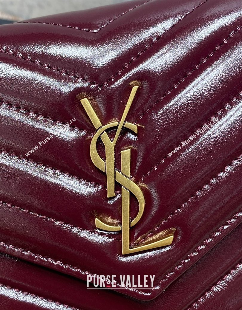 Saint Laurent Cassandre Envelope Chain Wallet in Matelasse Patent Leather 742920 Wine Red 2025 (YY-250924097)