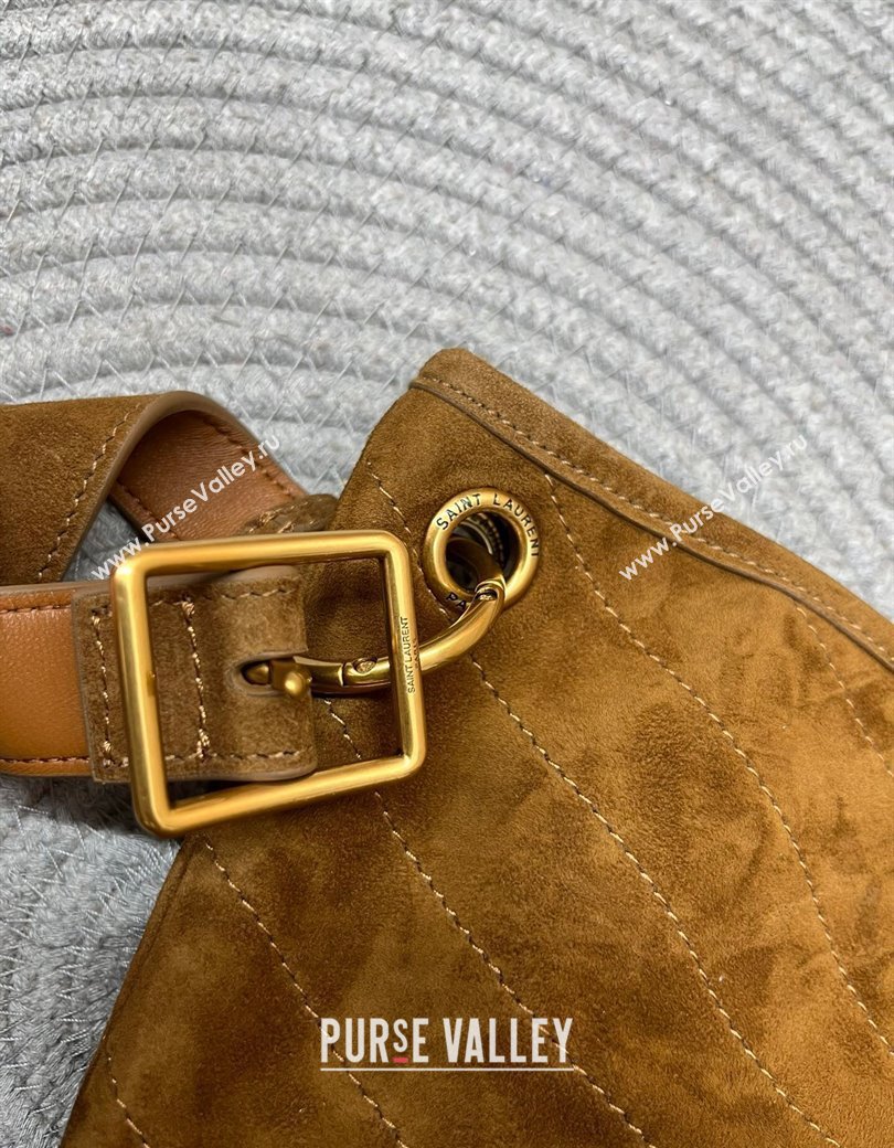Saint Laurent Niki Supple Bucket Bag in Suede Brown2 2025 8443461 (nana-250924053)