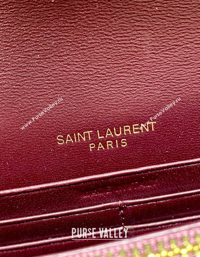 Saint Laurent Cassandre Envelope Chain Wallet in Matelasse Patent Leather 742920 Wine Red 2025 (YY-250924097)