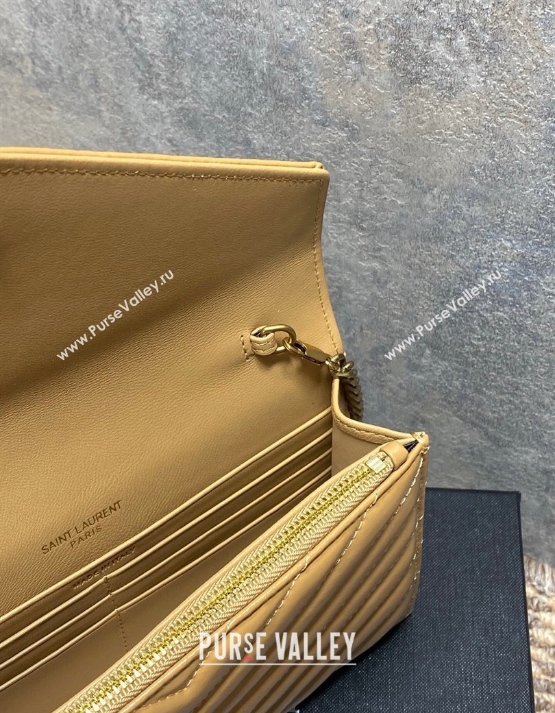 Saint Laurent Cassandre Envelope Chain Wallet in Matelasse Patent Leather 742920 Beige 2025 (YY-250924099)