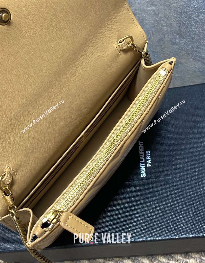 Saint Laurent Cassandre Envelope Chain Wallet in Matelasse Patent Leather 742920 Beige 2025 (YY-250924099)