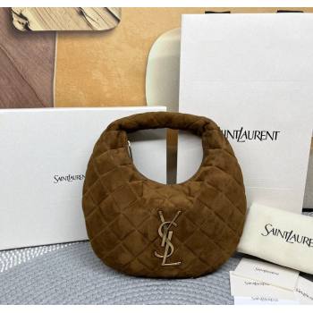 Saint Laurent Icarino Mini Bag in Quilted Suede Brown2 2025 851689 (nana-250924054)